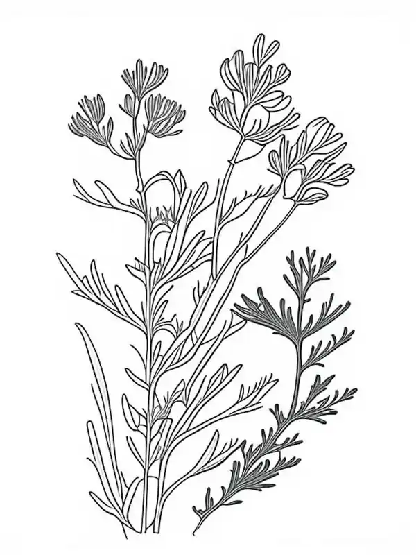 Buy Today Fenugreek Herb William Morris Inspired Line Drawing 1