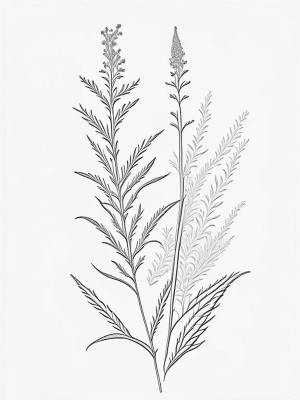 Seasonal Sale Vervain Herb William Morris Inspired Line Drawing