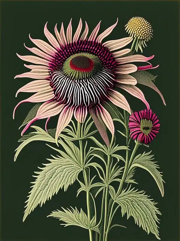 Echinacea 1 Floral Botanical Vintage Poster Flower Fan Favorite