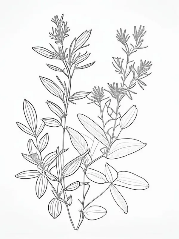 Genuine St John S Wort Herb William Morris Inspired Line Drawing 2