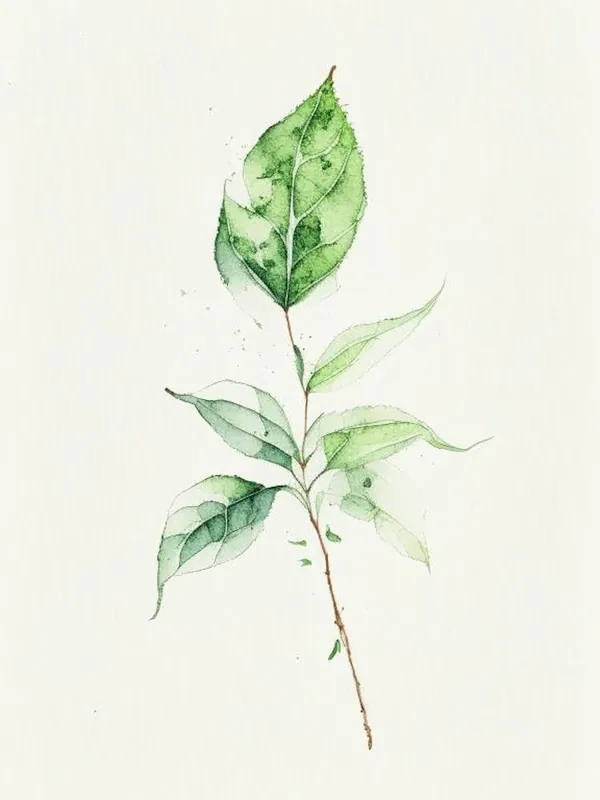 Brand New Basil Leaf Minimalist Watercolour 1