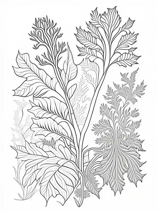 Pleurisy Root Herb William Morris Inspired Line Drawing 1 Authentic