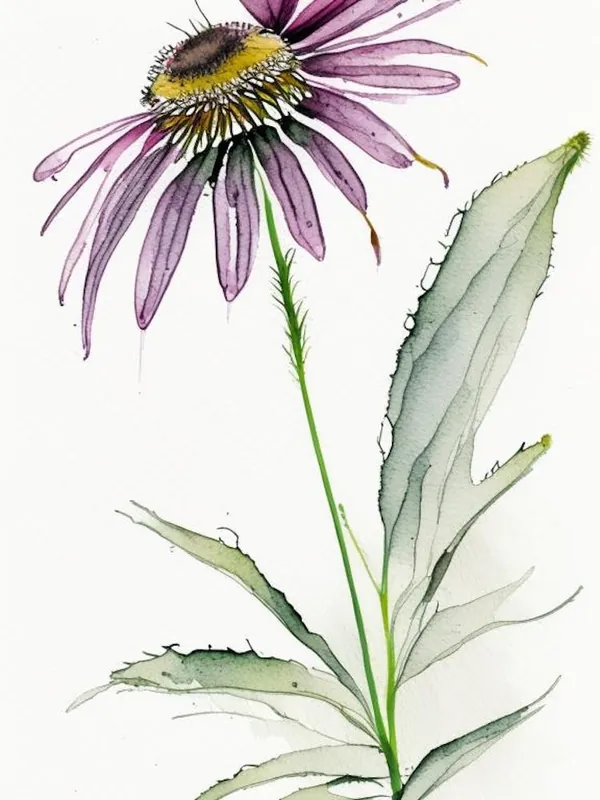 Echinacea Herb Minimalist Watercolour 1 Fresh Stock