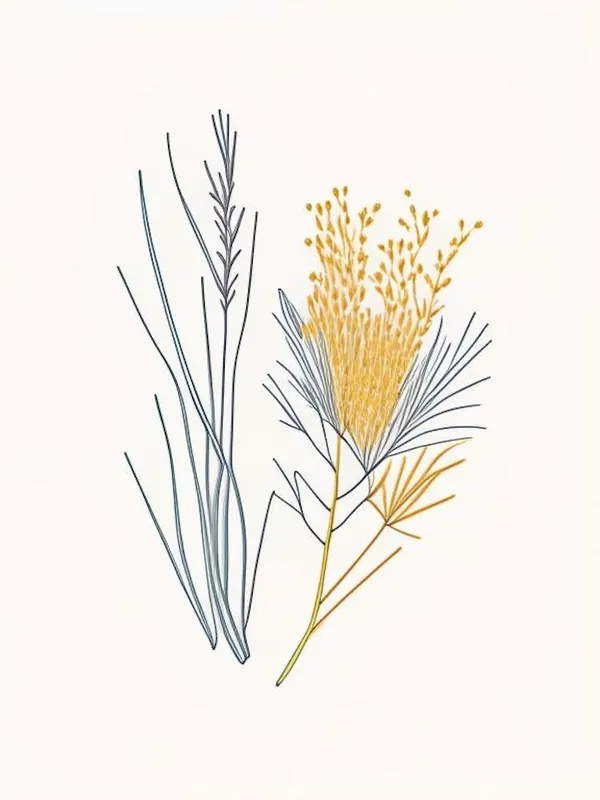Ephedra Spices And Herbs Minimal Line Drawing 2 No Minimum Order