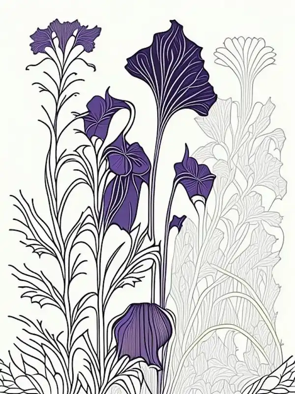 Violet Herb William Morris Inspired Line Drawing 1 Buy Online
