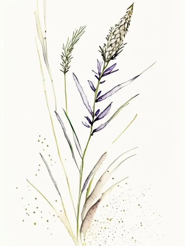 Luxury Psyllium Herb Minimalist Watercolour 1
