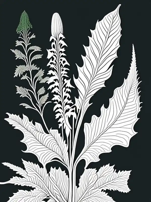 Horseradish Herb William Morris Inspired Line Drawing 1 Instant Buy