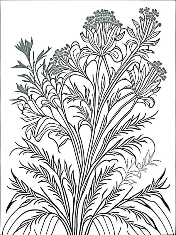 One Day Deal Valerian Herb William Morris Inspired Line Drawing 2