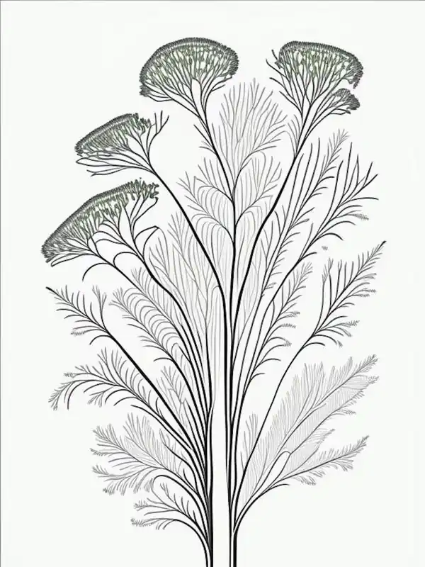 Fennel Herb William Morris Inspired Line Drawing 1 Fresh Stock