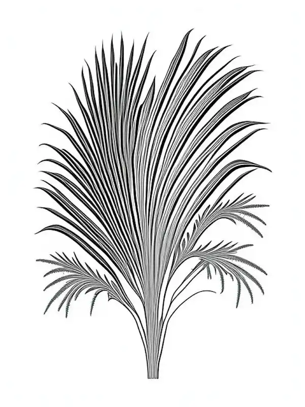 Low Price Saw Palmetto Herb William Morris Inspired Line Drawing 2
