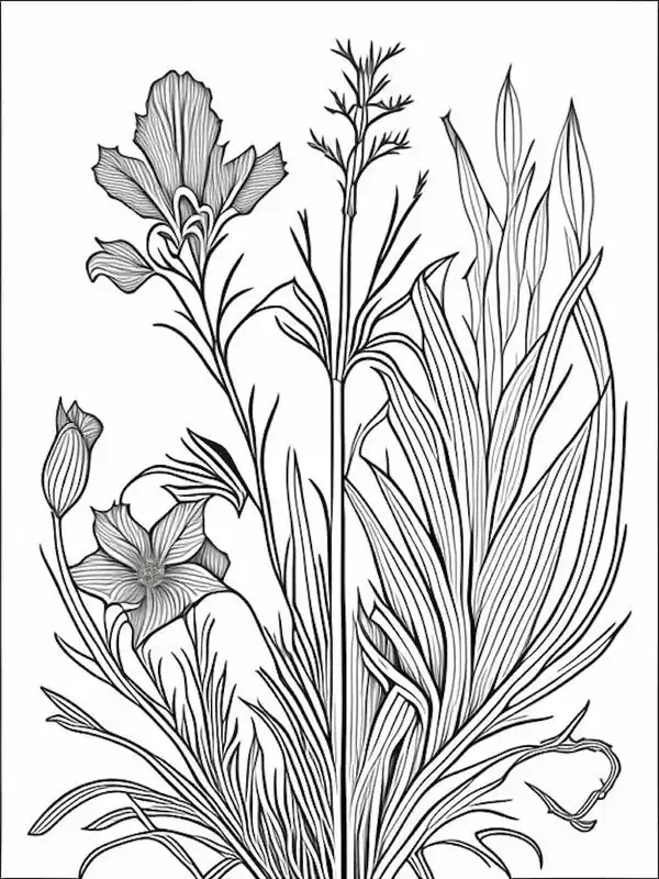 Top Rated Orris Root Herb William Morris Inspired Line Drawing 1