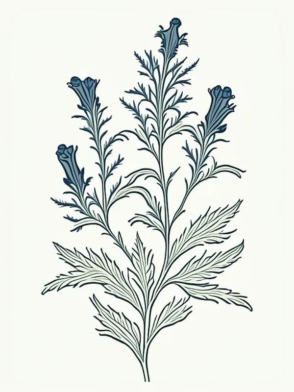 Latest Skullcap Herb William Morris Inspired Line Drawing 2