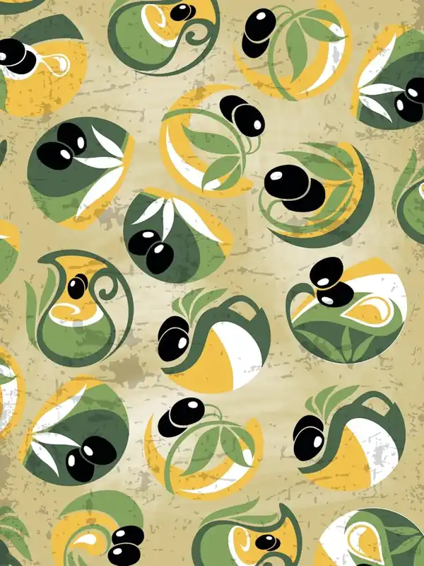 Olives Seamless Pattern Vector - olives poster, kitchen wall art 2 Free Returns