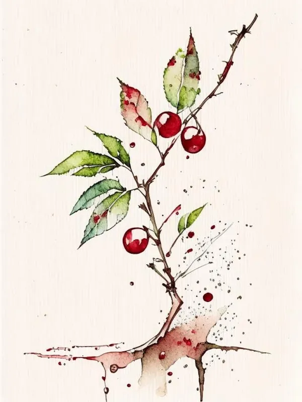 Wild Cherry Bark Herb Minimalist Watercolour 3 Final Sale