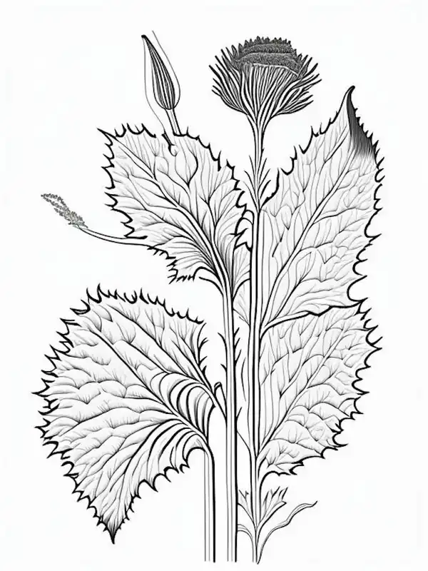 Burdock Herb William Morris Inspired Line Drawing 2 Flash Sale