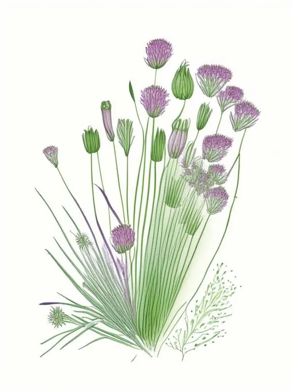 Chives Spices And Herbs Pencil Illustration 2 Special Offer