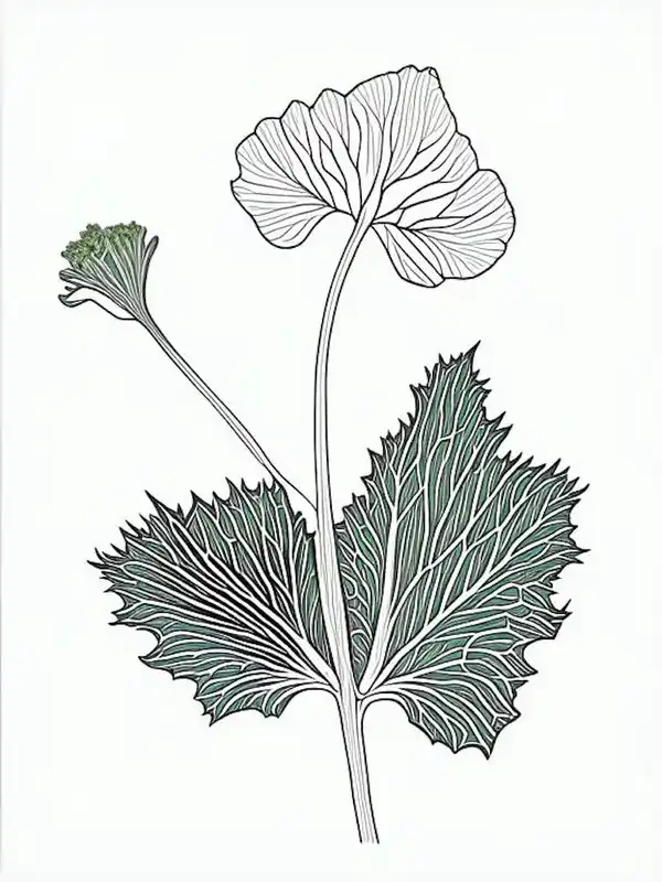 Factory Price Coltsfoot Herb William Morris Inspired Line Drawing 3