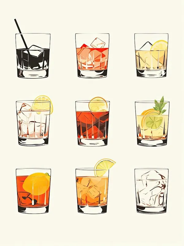 Watercolour Collection Of Old Fashioned Floral Infusion Cocktail Buy Direct
