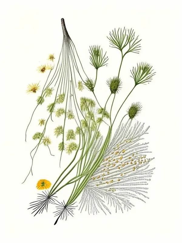 Modern Fennel Seeds Spices And Herbs Pencil Illustration 4