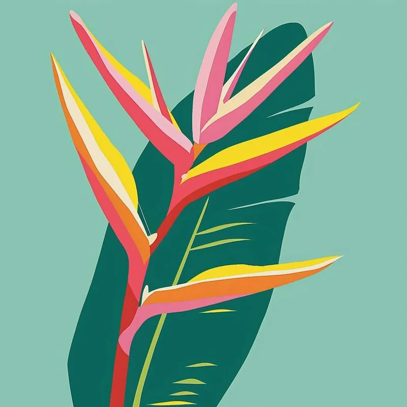 Heliconia 1 Square Flower Illustration Price Drop