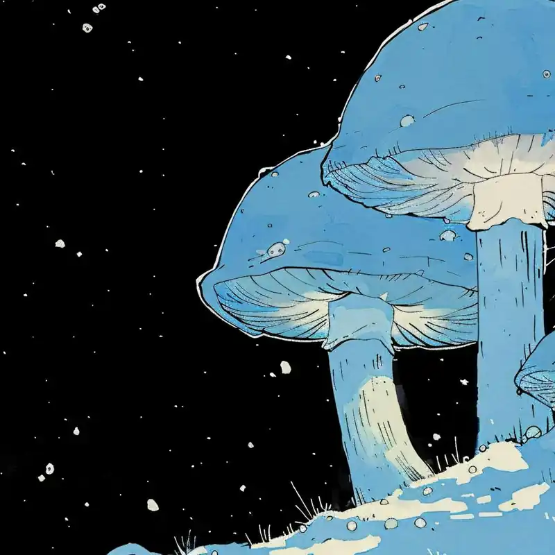 Price Cut Blue Mushrooms In The Snow