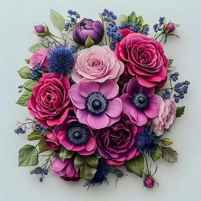 Vibrant Blooms: Luxurious Pink and Purple Floral Viral