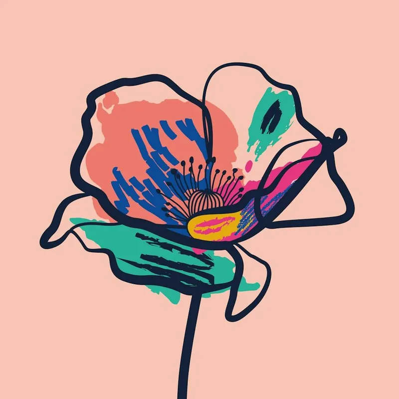 Poppy Flower Minimal Line Art Pink 1 Flash Sale