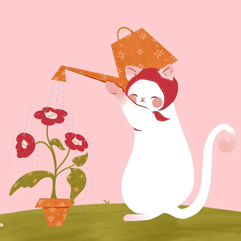 Get Yours Cat Gardening - Floral Cat - Kitsch Retro Car 1