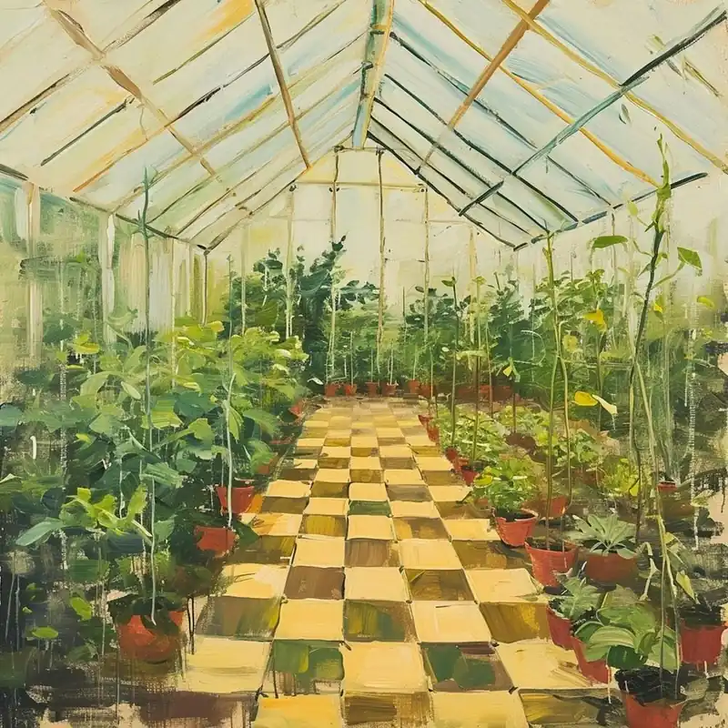 No Minimum Order A Greenhouse Full Of Plants Yellow Checkerboard