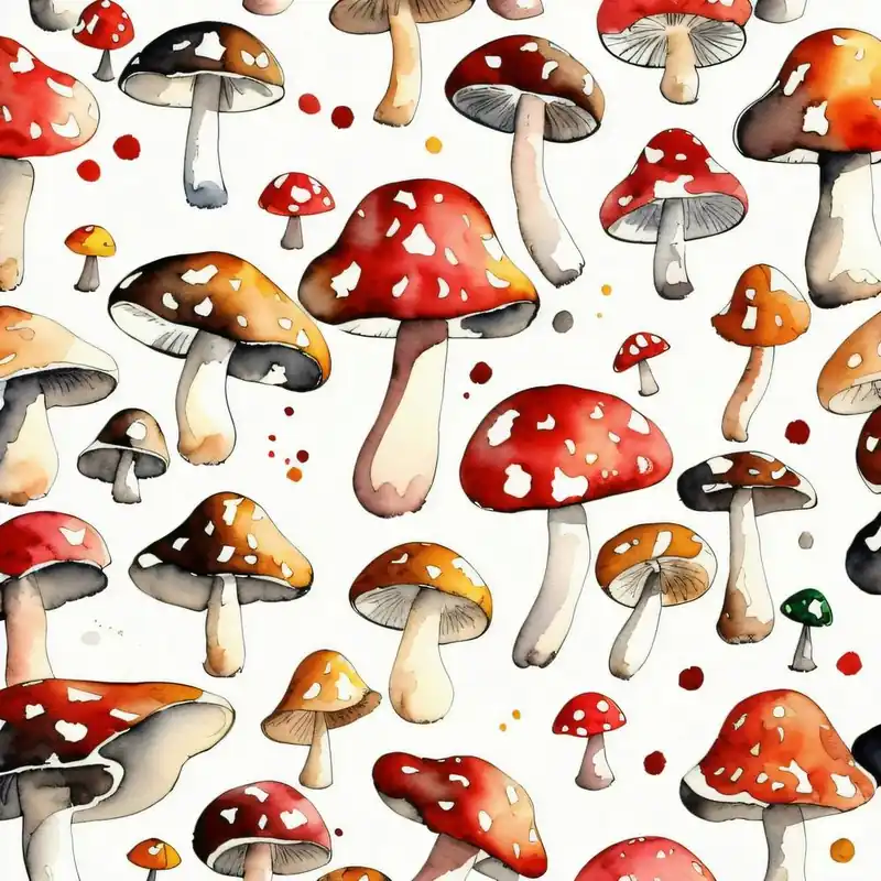 Limited Edition Watercolour Red Mushrooms pattern