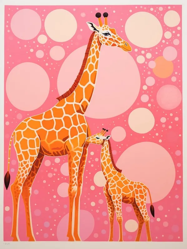 Giraffe & Calf Dot Pattern 1 Big Sale