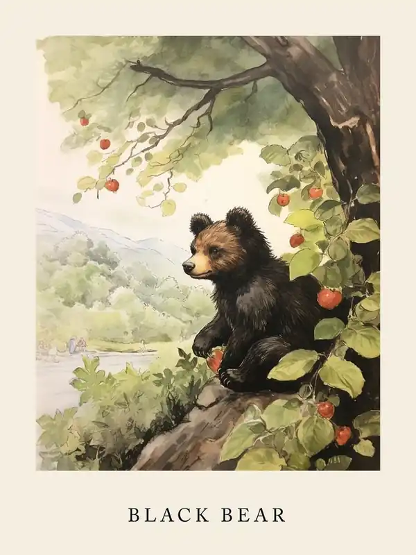 Beatrix Potter InspiredAnimal Watercolour Black Bear 2 Sale