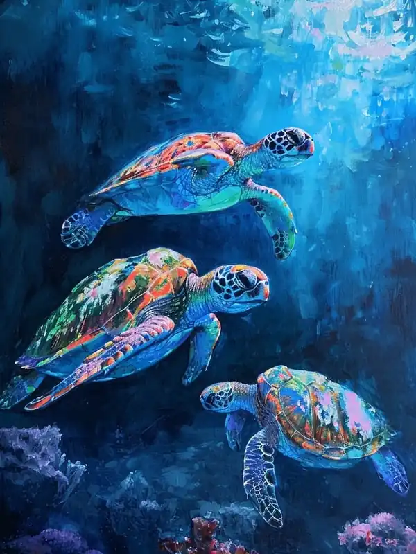 Wholesale Sea Turtles Illuminated By The Light Underwater 2