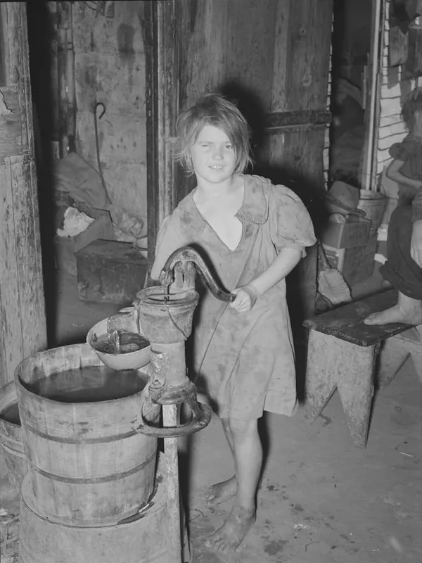 Child Drawing Water,Camp Near Mays Avenue, Oklahoma City, Oklahoma, See General Caption 21 By Russell Lee Viral