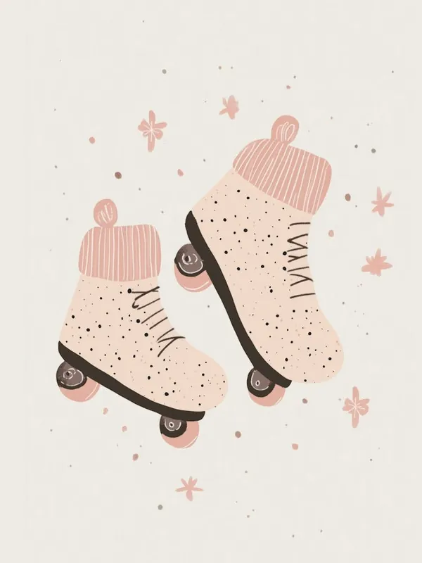 Hot Deal Pink Roller Skates, Nursery Wall Art for Kids