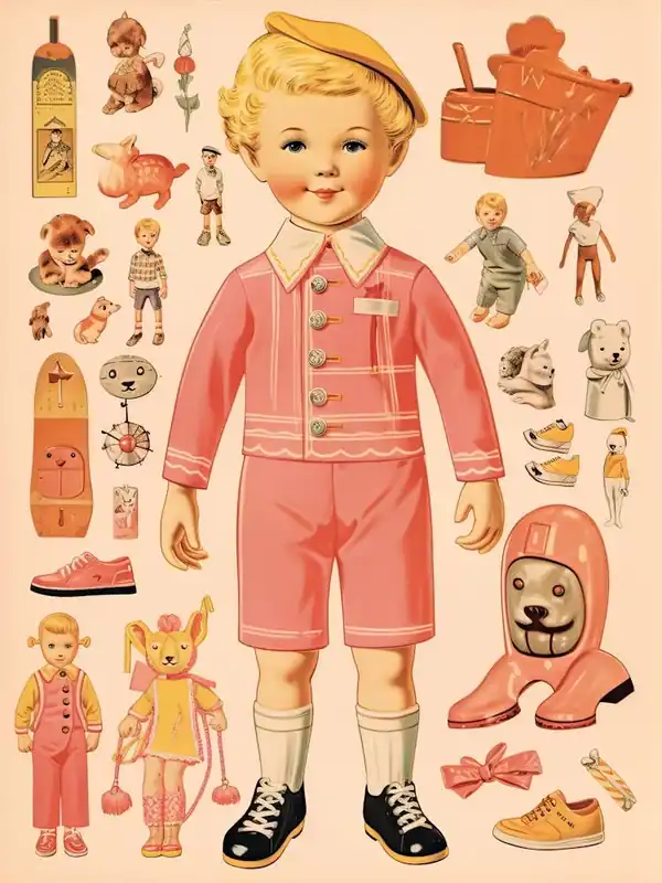 Vintage Paper Doll Boy Kitsch 7 Grab Now