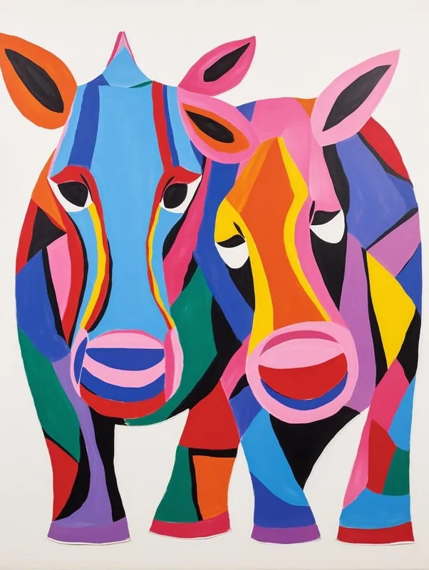 Latest Colourful Kids Animal Art Rhinoceros 1