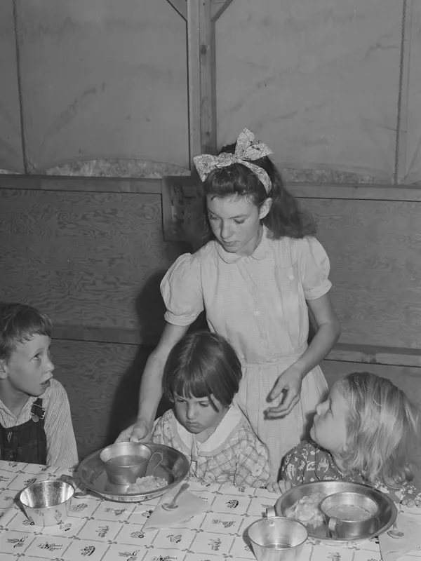 Popular Lunchtime At The Nursery School At The Fsa (Farm Security Administration) Mobile Camp For Migratory Farm Worke 1