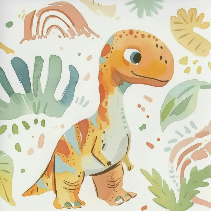 Flash Sale Allosaurus Dinosaur Muted Pastels Pattern 1
