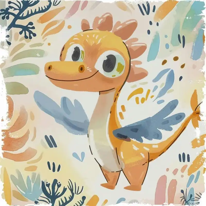 Handmade Archaeopteryx Dinosaur Muted Pastels Pattern 2