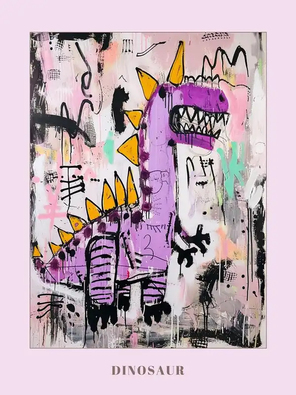 Abstract Dinosaur Graffiti Style Painting 3 Poster Affordable