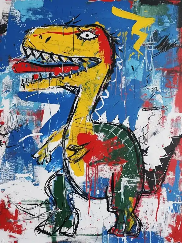 Graffiti Abstract T Rex Painting 2 Free Returns