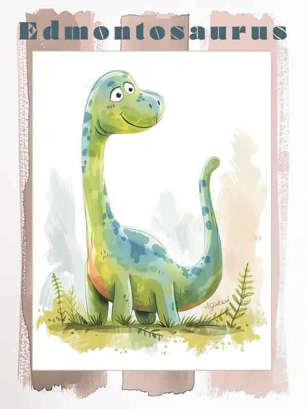 Watercolour Of A Edmontosaurus Dinosaur 1 Poster Instant Buy