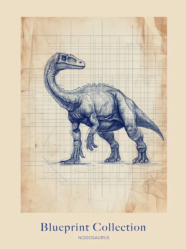 Buy Today Nodosaurus Dinosaur Blue Print Sketch 1 Poster