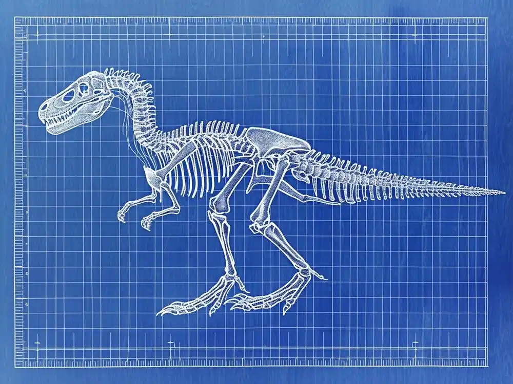 Deinonychus Skeleton Hand Drawn Blueprint 4 Save Now