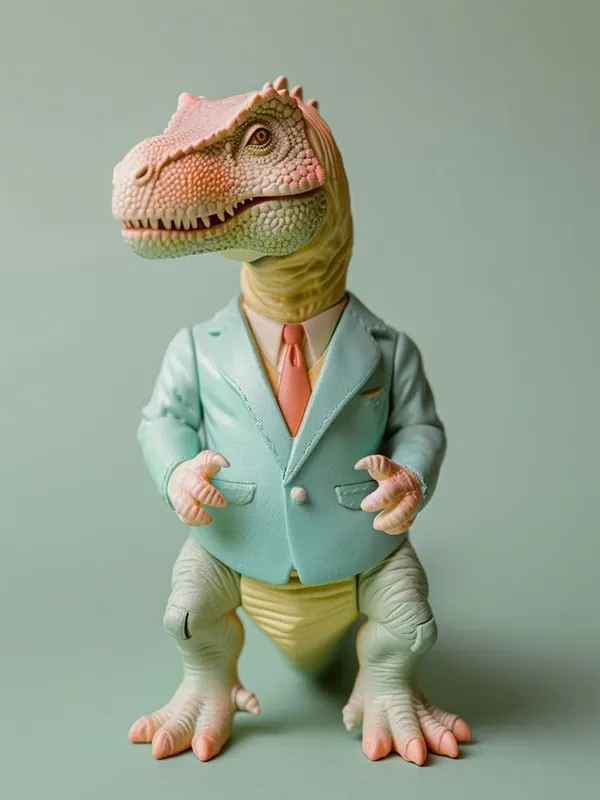 Fresh Stock Pastel Toy Dinosaur In A Suit & Tie 2