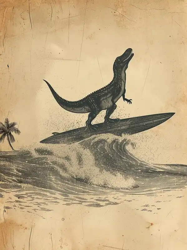 Trusted Brand Vintage Icthyosaurus Dinosaur On A Surf Board 2