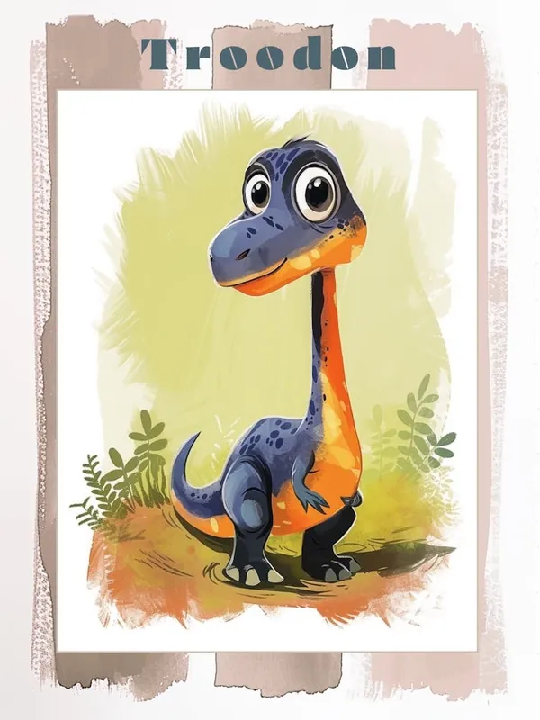 Cute Troodon Dinosaur Watercolour 4 Poster Direct From Factory