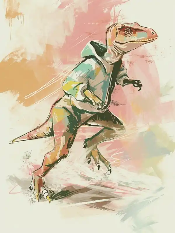 Pastel Dinosaur Going For A Run Secure Checkout