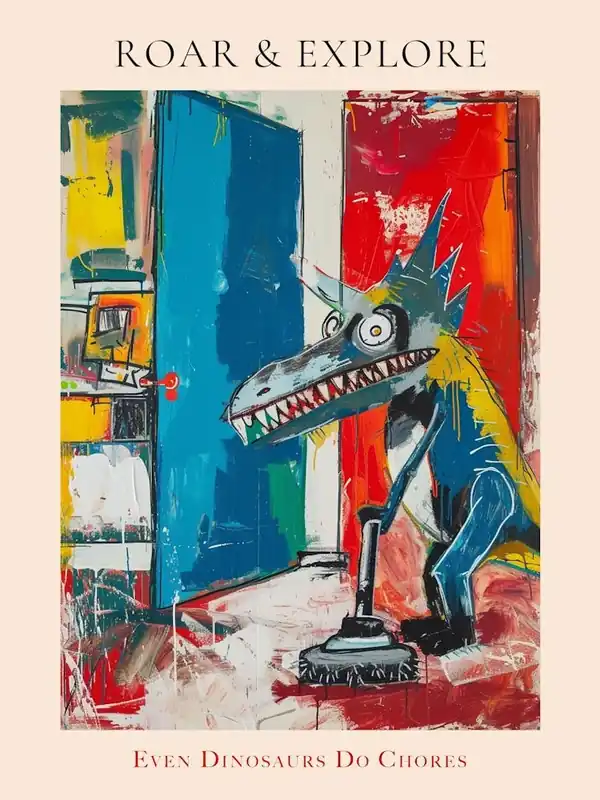 Graffiti Painting Dinosaur Hoovering Poster Fresh Stock